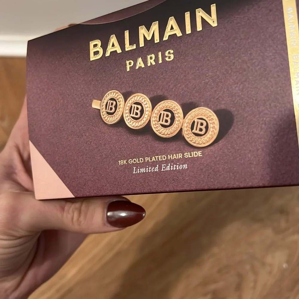 Balmain Paris 18K Gold Plated Logo Hair Slide Pin